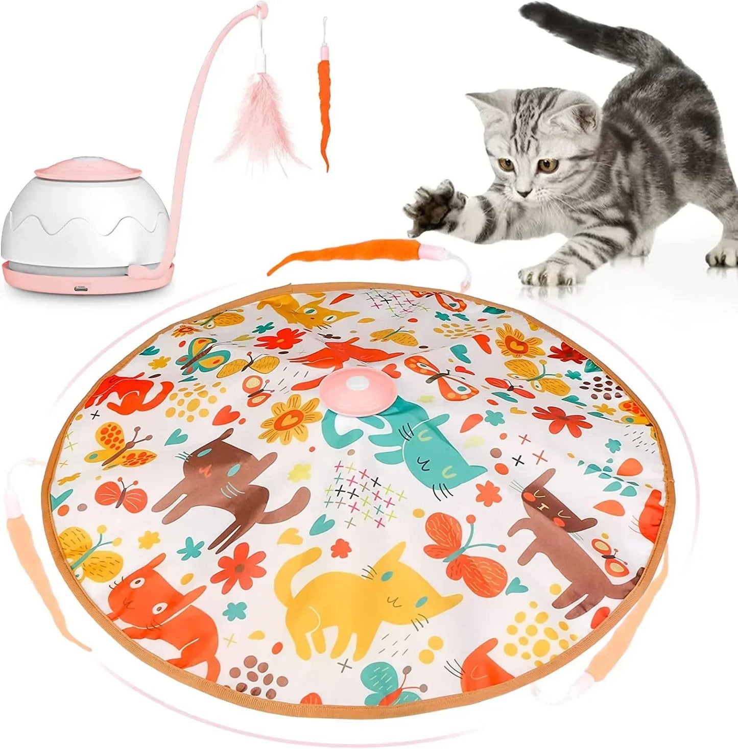 Electric Cat Toy USB Charging 360 Rotating Interactive Puzzle Intelligent Pet Items Cat Teasing Feather Cat Supplies Accessories