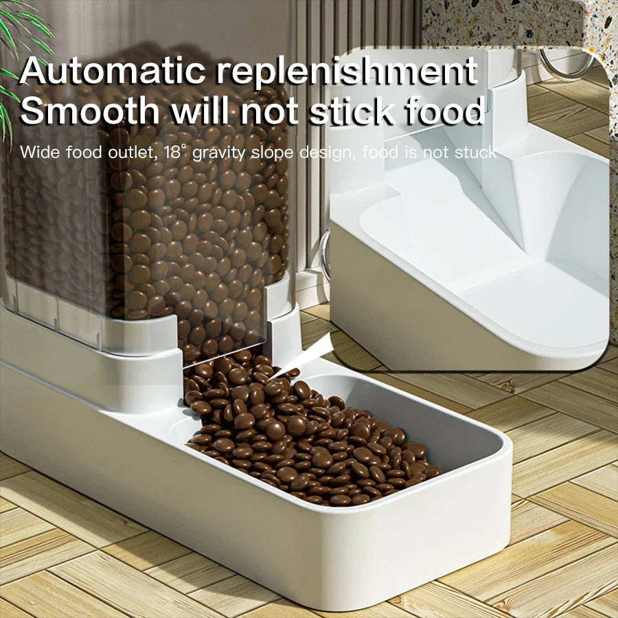 Automatic Cat Feeder & Water Dispenser with Gravity Food Storage Container for Cats and Dogs
