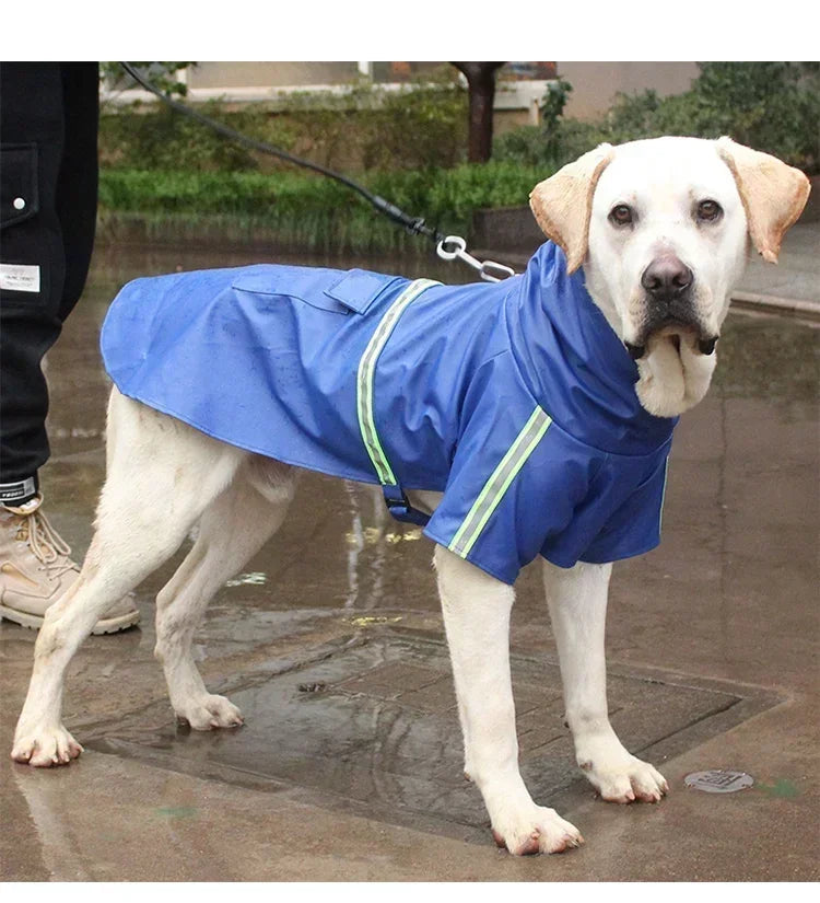 Hooded Dog Raincoat - Windproof & Rainproof Cape with Reflective Strips, All-Weather Pet Clothing for Small/Large Dogs