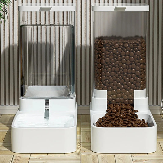 Automatic Cat Feeder & Water Dispenser with Gravity Food Storage Container for Cats and Dogs