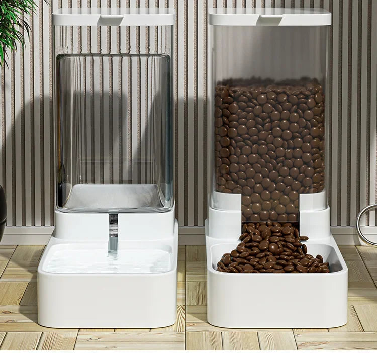 Automatic Cat Feeder & Water Dispenser with Gravity Food Storage Container for Cats and Dogs