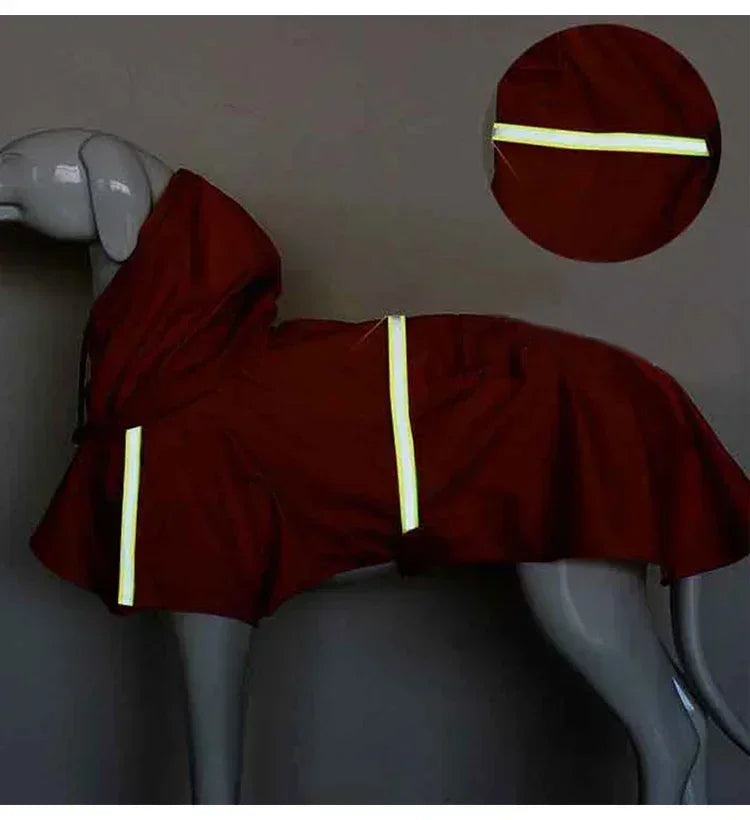 Hooded Dog Raincoat - Windproof & Rainproof Cape with Reflective Strips, All-Weather Pet Clothing for Small/Large Dogs