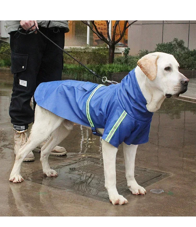 Hooded Dog Raincoat - Windproof & Rainproof Cape with Reflective Strips, All-Weather Pet Clothing for Small/Large Dogs