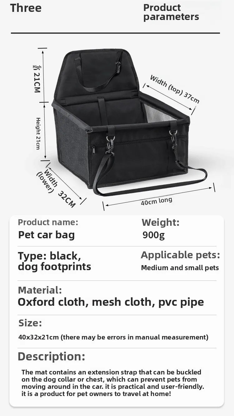High Quality Pet Dog Car Booster Seat Pet Mesh Puppy Safety Belt Stable Foldable Travel Pet Dog Car Seat Booster Basket