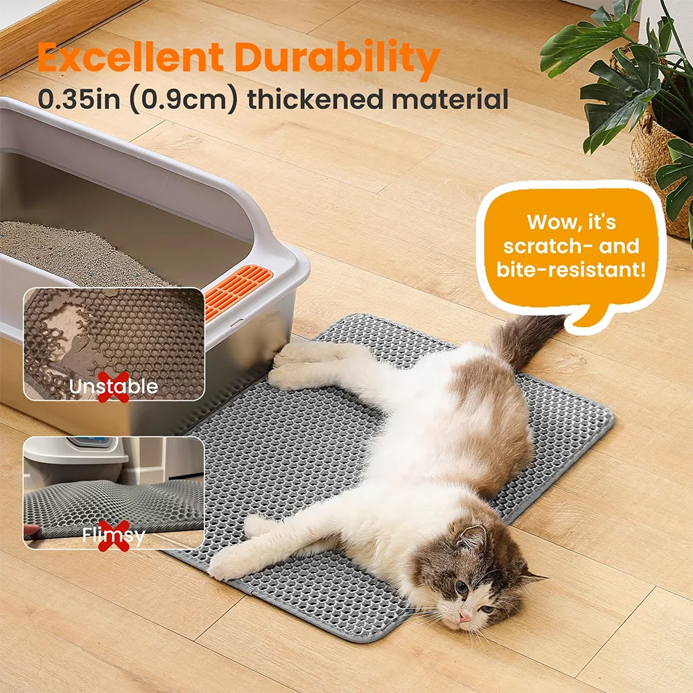 45x60CM Cat Litter Mat Large Size Waterproof Pet Toilet Cat Litter Trapping Mat Non Slip Double Layer Cat Litter Box Pad