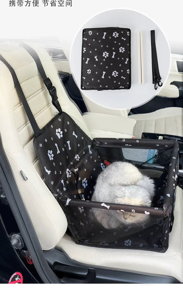 High Quality Pet Dog Car Booster Seat Pet Mesh Puppy Safety Belt Stable Foldable Travel Pet Dog Car Seat Booster Basket