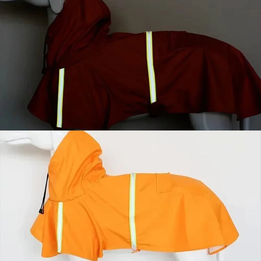 Hooded Dog Raincoat - Windproof & Rainproof Cape with Reflective Strips, All-Weather Pet Clothing for Small/Large Dogs