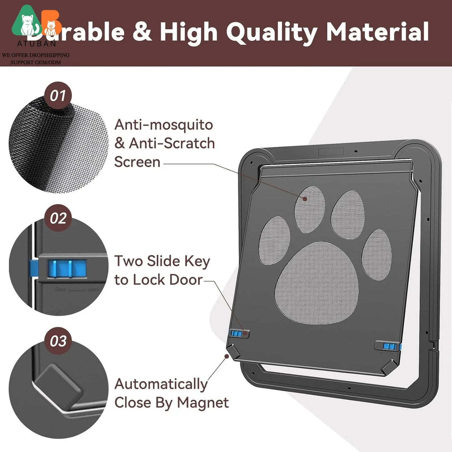 ATUBAN🚪PawPass™ Magnetic Pet Screen Door