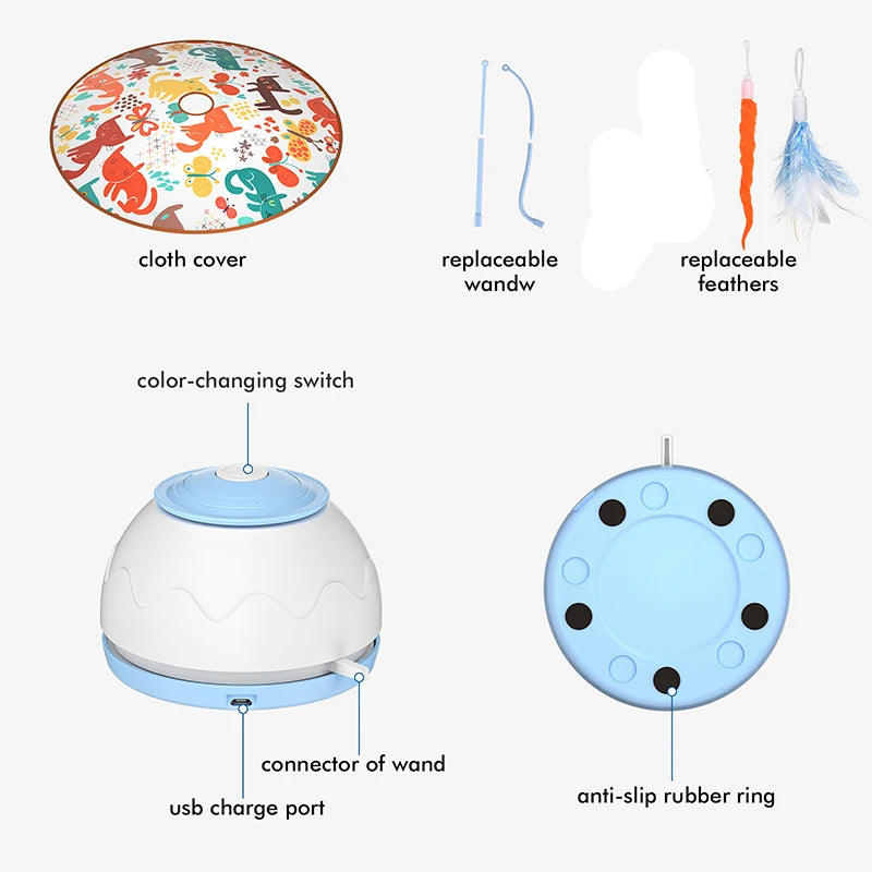 Electric Cat Toy USB Charging 360 Rotating Interactive Puzzle Intelligent Pet Items Cat Teasing Feather Cat Supplies Accessories