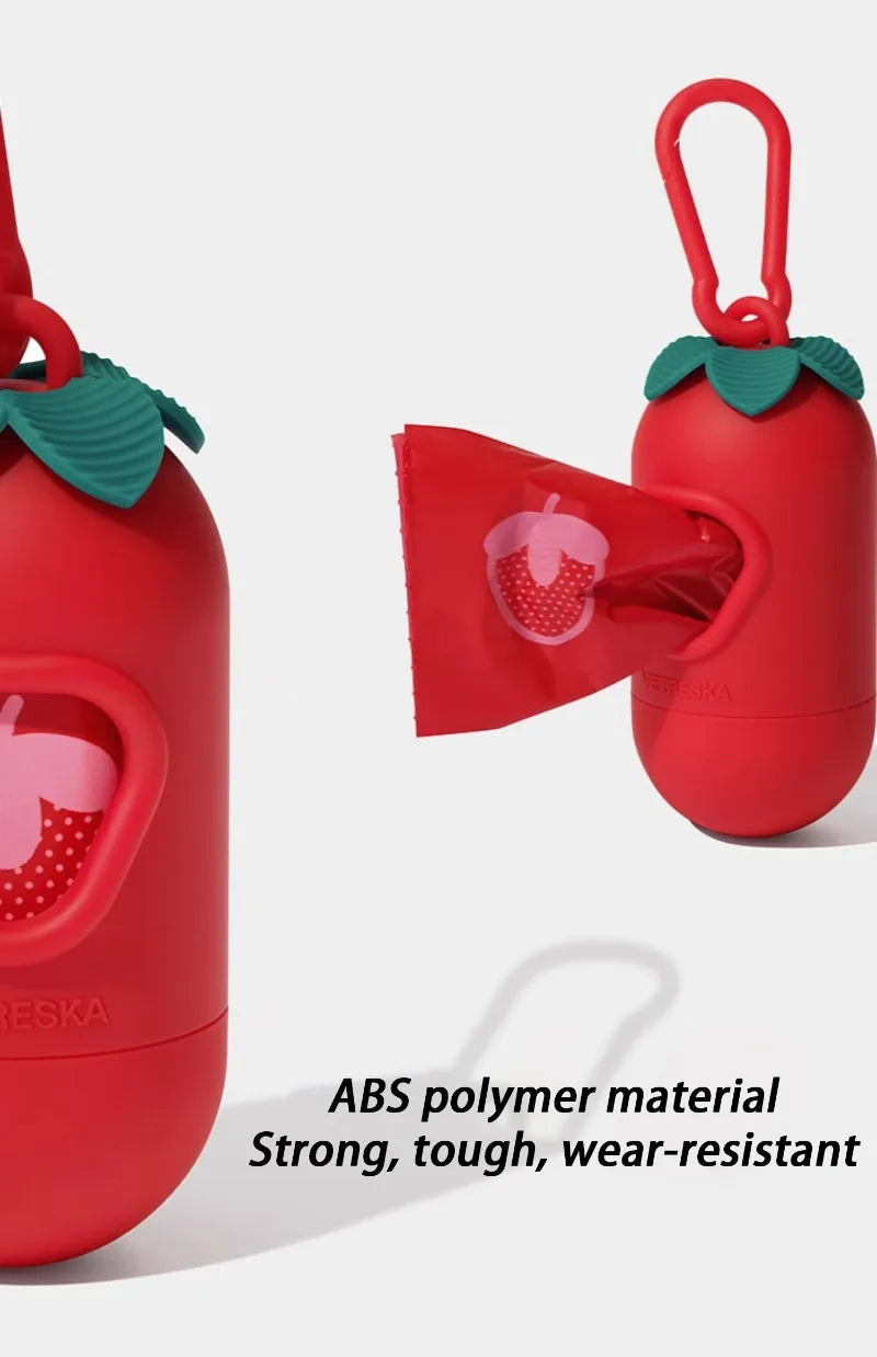 7 Rolls Dogs Poop Bags Dispenser Strawberry Scented Eco Friendly Dogs Waste Bag Thick Biodegradable Puppy Garbages Bag Collect