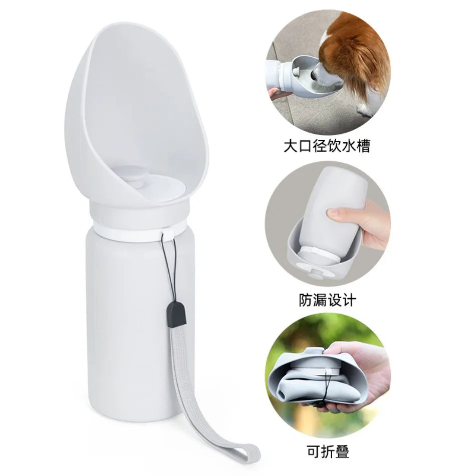 New Silicone Dog Accompanying Water Cup Outdoors Portable Travel Foldable Kettle Walking Dog Drinking Fountain Pet Supplies
