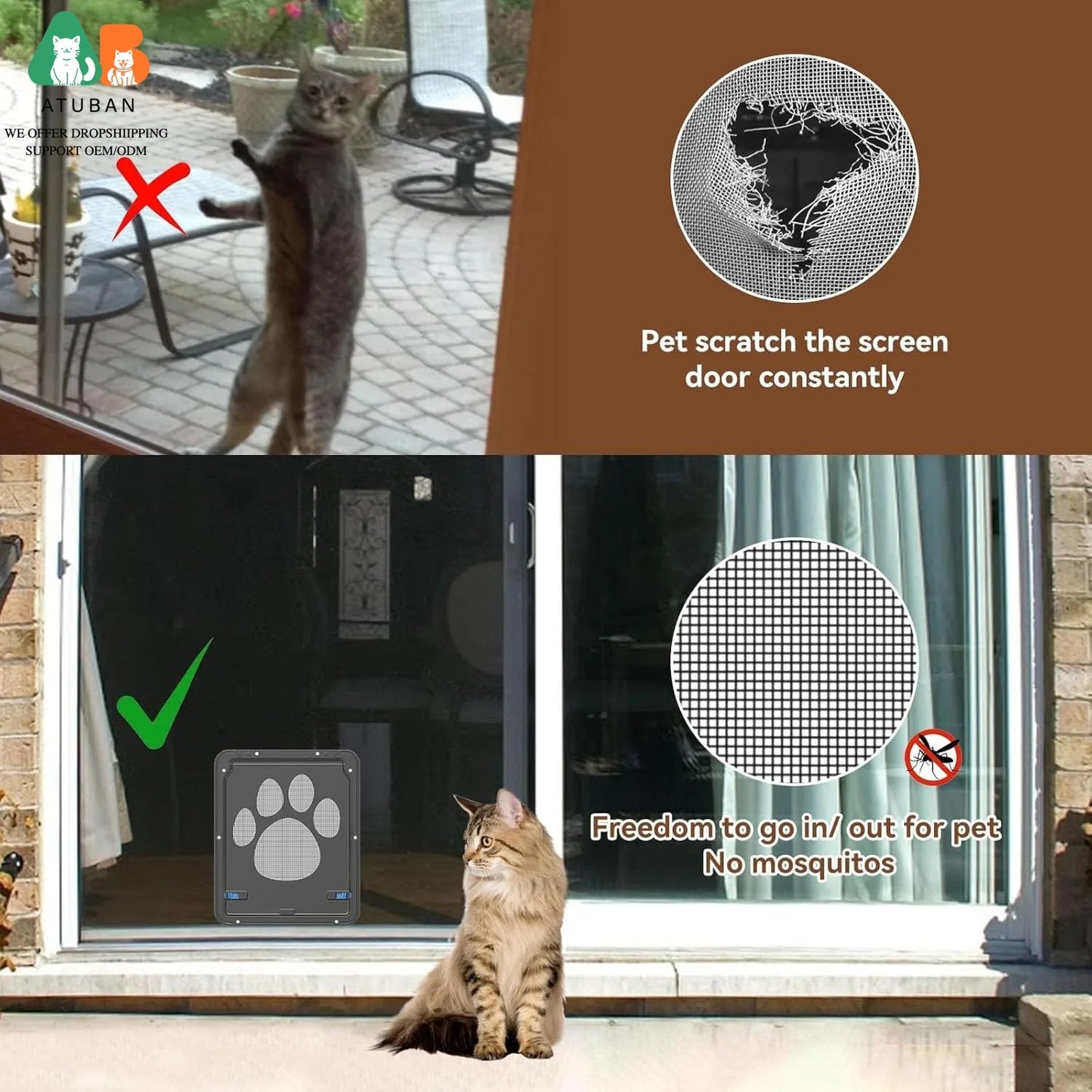 ATUBAN🚪PawPass™ Magnetic Pet Screen Door
